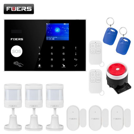FUERS WIFI 4G Alarm System Wireless Home Burglar Security Alarm System Tuya APP Control Siren Motion Detector PIR Smoke Sensor