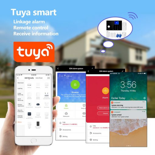 G34 3G 4G WIFI GSM 4G Alarm System Tuya App Control Home Security Buglar Alarm 2.4inch Full Touch 4G GSM Color Screen Panel