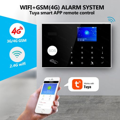 G34 3G 4G WIFI GSM 4G Alarm System Tuya App Control Home Security Buglar Alarm 2.4inch Full Touch 4G GSM Color Screen Panel